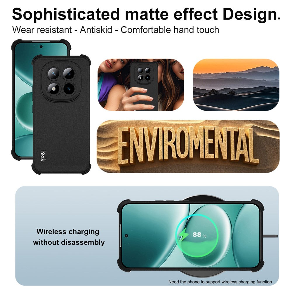 IMAK For Xiaomi Poco M8 Pro 5G / Redmi Note 15 Pro+ 5G (Global) Case TPU Phone Cover Airbag Shockproof Protection - Matte Black