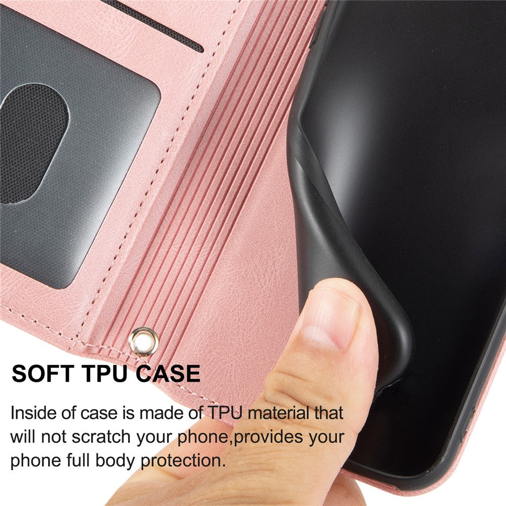 For Xiaomi Redmi Note 15 Pro 5G (Global) Case Wallet Skin-Touch Leather Imprinted Phone Cover with Wrist Strap - Pink