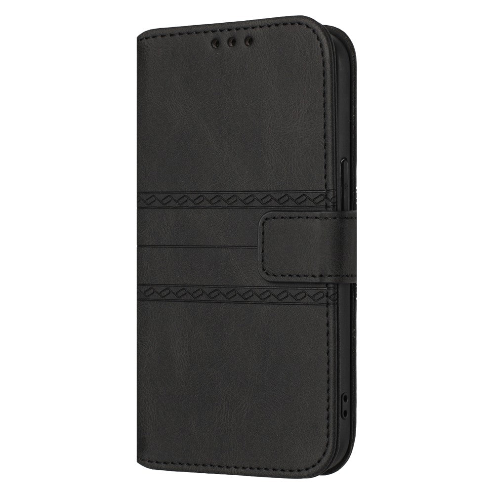 For Xiaomi Poco M8 Pro 5G / Redmi Note 15 Pro+ 5G (Global) Case Wallet Skin-Touch Leather Imprinted Phone Cover with Wrist Strap - Black