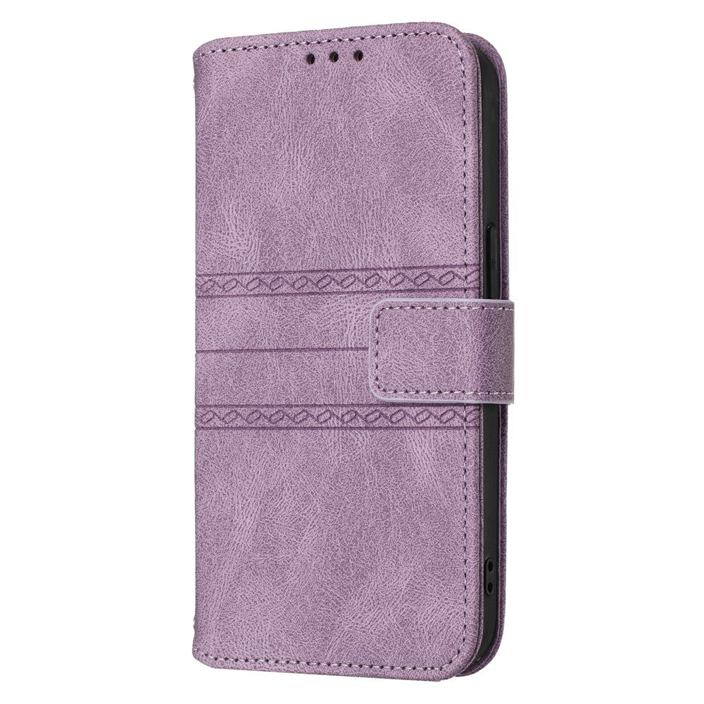 For Xiaomi Poco M8 Pro 5G / Redmi Note 15 Pro+ 5G (Global) Case Wallet Skin-Touch Leather Imprinted Phone Cover with Wrist Strap - Purple