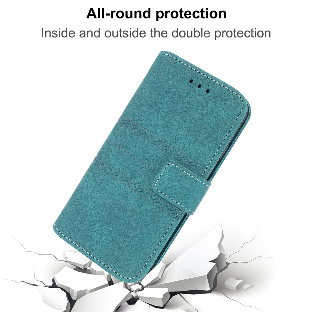 For Xiaomi Poco M8 Pro 5G / Redmi Note 15 Pro+ 5G (Global) Case Wallet Skin-Touch Leather Imprinted Phone Cover with Wrist Strap - Blackish Green