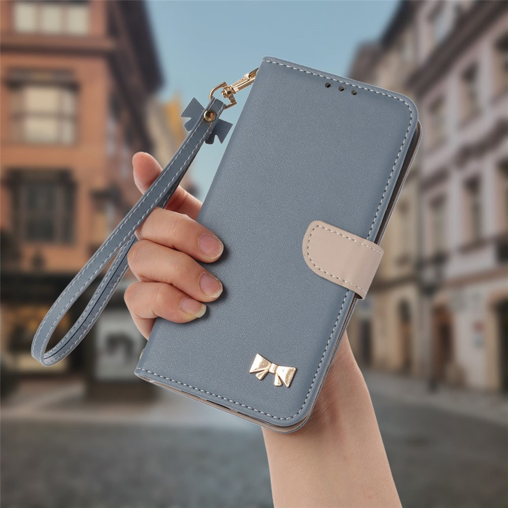 For Xiaomi Redmi Note 15 Pro 5G (Global) Case Bowknot Decor Wallet Leather Phone Cover with Wrist Strap - Baby Blue