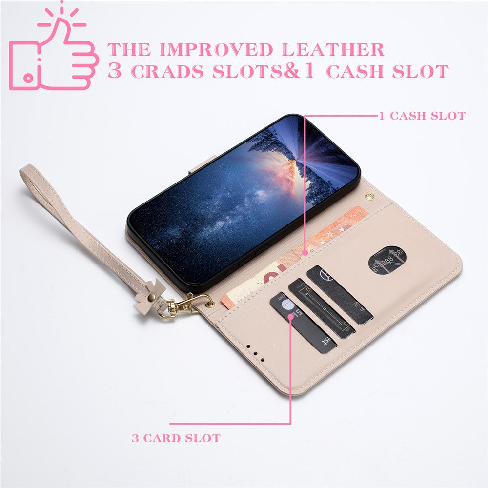 For Xiaomi Redmi Note 15 Pro 5G (Global) Case Bowknot Decor Wallet Leather Phone Cover with Wrist Strap - Khaki