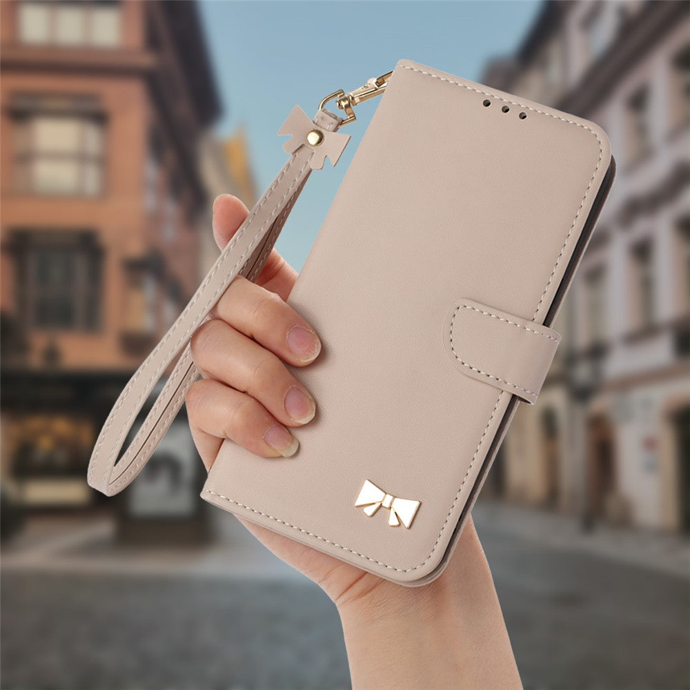 For Xiaomi Redmi Note 15 Pro 5G (Global) Case Bowknot Decor Wallet Leather Phone Cover with Wrist Strap - Khaki