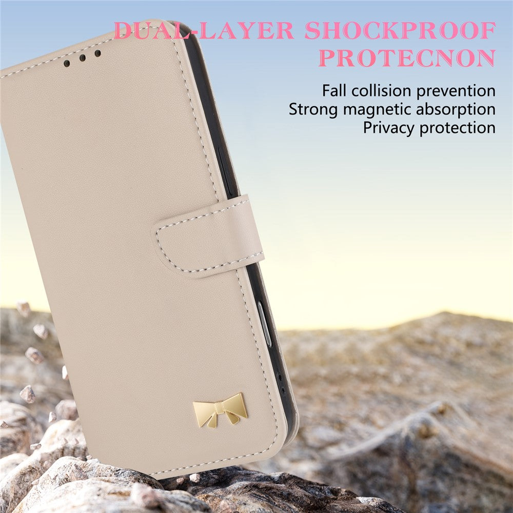 For Xiaomi Redmi Note 15 Pro 5G (Global) Case Bowknot Decor Wallet Leather Phone Cover with Wrist Strap - Khaki