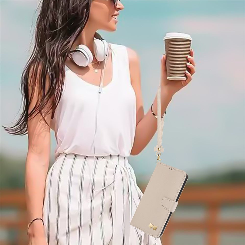 For Xiaomi Redmi Note 15 Pro 5G (Global) Case Bowknot Decor Wallet Leather Phone Cover with Wrist Strap - Khaki