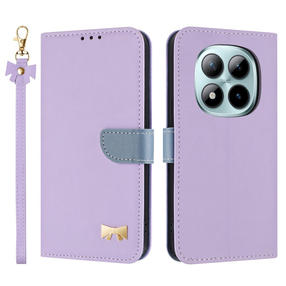 For Xiaomi Redmi Note 15 Pro 5G (Global) Case Bowknot Decor Wallet Leather Phone Cover with Wrist Strap - Purple