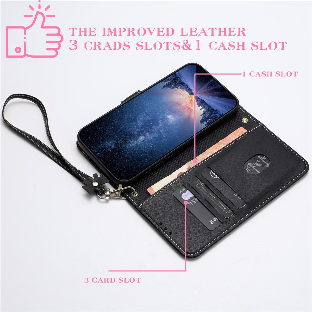 For Xiaomi Redmi Note 15 Pro 5G (Global) Case Bowknot Decor Wallet Leather Phone Cover with Wrist Strap - Black