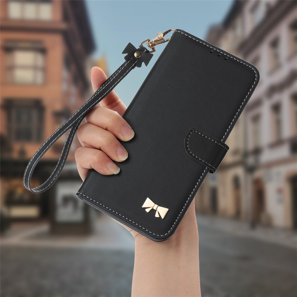 For Xiaomi Redmi Note 15 Pro 5G (Global) Case Bowknot Decor Wallet Leather Phone Cover with Wrist Strap - Black