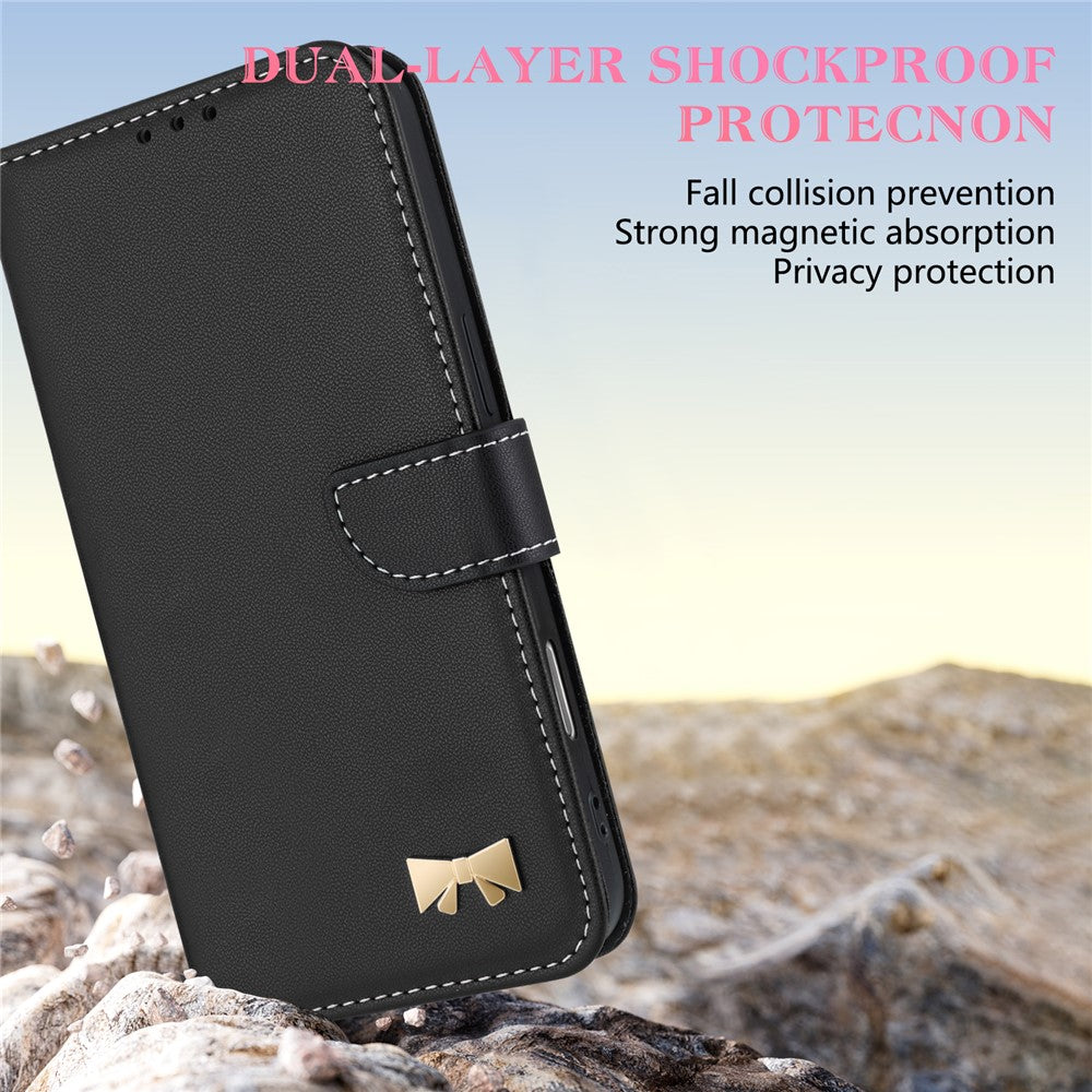 For Xiaomi Redmi Note 15 Pro 5G (Global) Case Bowknot Decor Wallet Leather Phone Cover with Wrist Strap - Black
