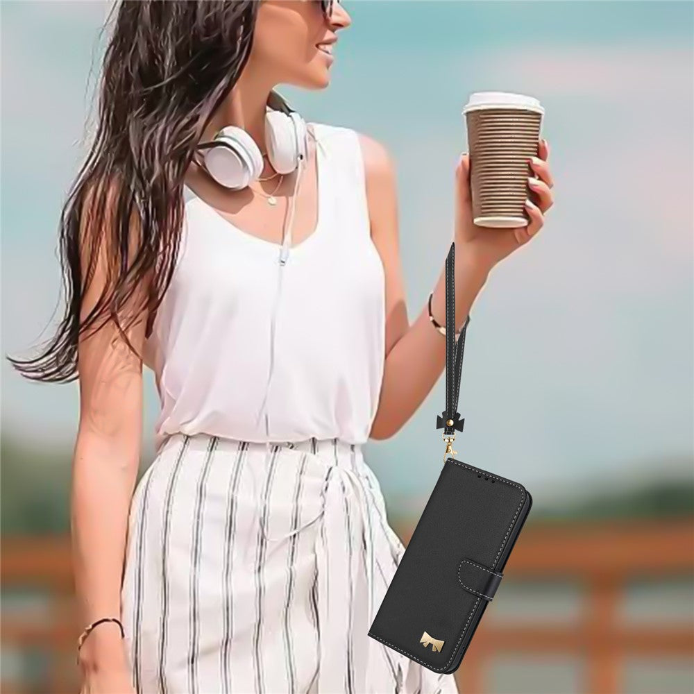 For Xiaomi Redmi Note 15 Pro 5G (Global) Case Bowknot Decor Wallet Leather Phone Cover with Wrist Strap - Black