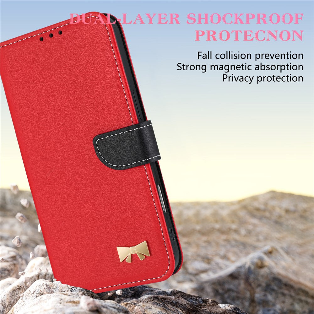 For Xiaomi Redmi Note 15 Pro 5G (Global) Case Bowknot Decor Wallet Leather Phone Cover with Wrist Strap - Red