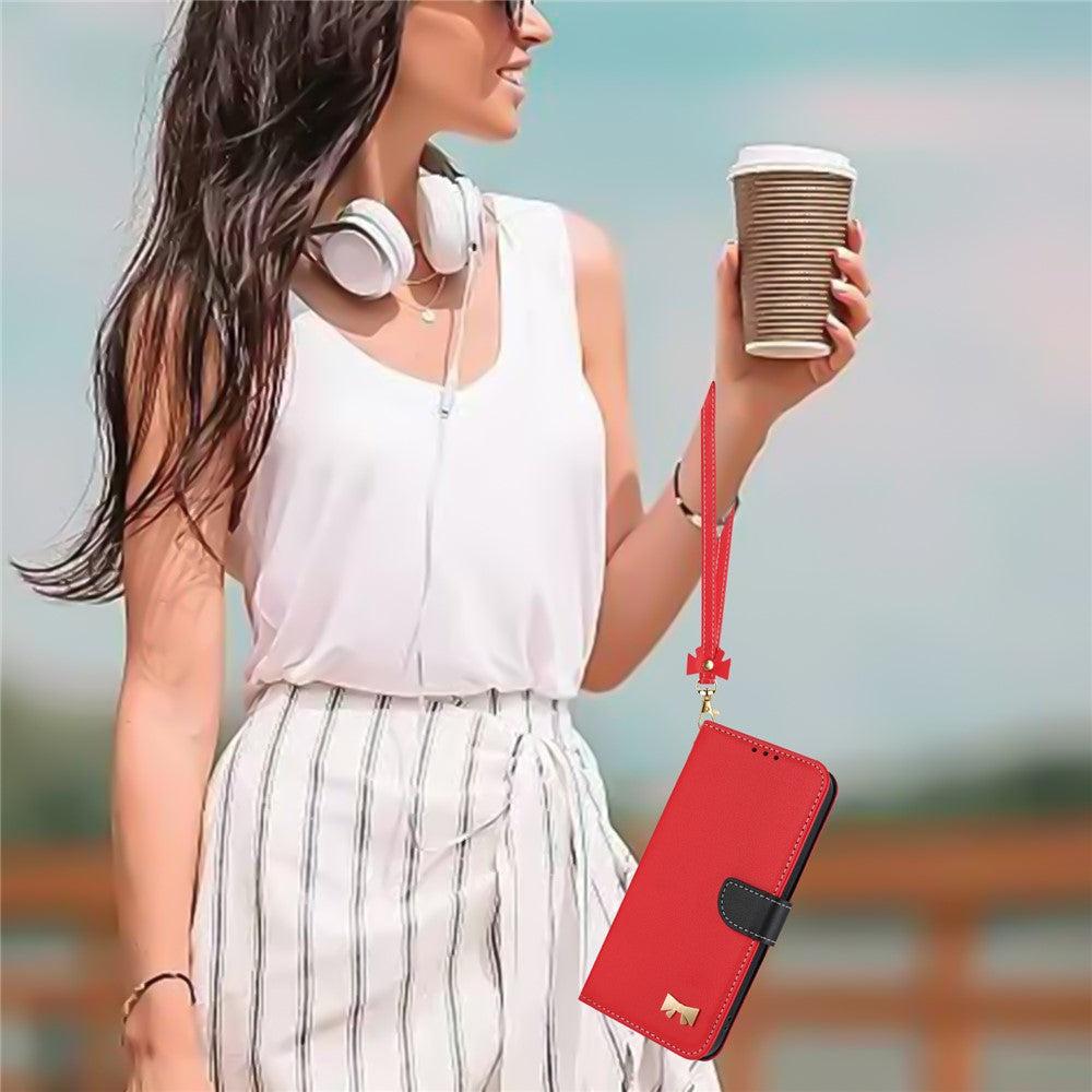 For Xiaomi Redmi Note 15 Pro 5G (Global) Case Bowknot Decor Wallet Leather Phone Cover with Wrist Strap - Red