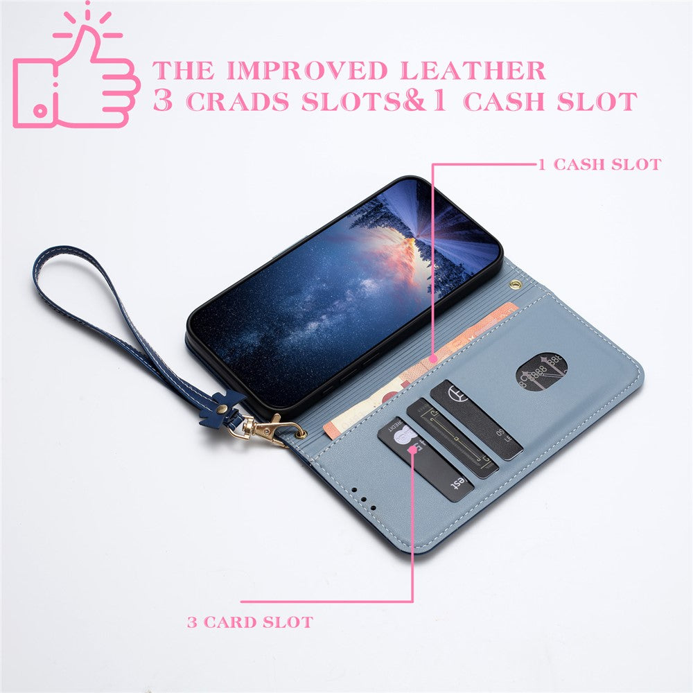 For Xiaomi Redmi Note 15 Pro 5G (Global) Case Bowknot Decor Wallet Leather Phone Cover with Wrist Strap - Dark Blue