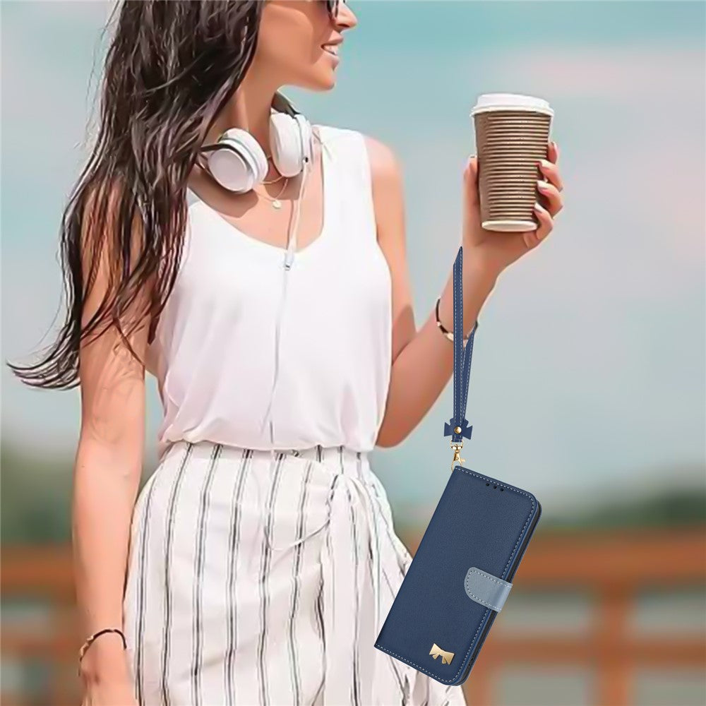 For Xiaomi Redmi Note 15 Pro 5G (Global) Case Bowknot Decor Wallet Leather Phone Cover with Wrist Strap - Dark Blue