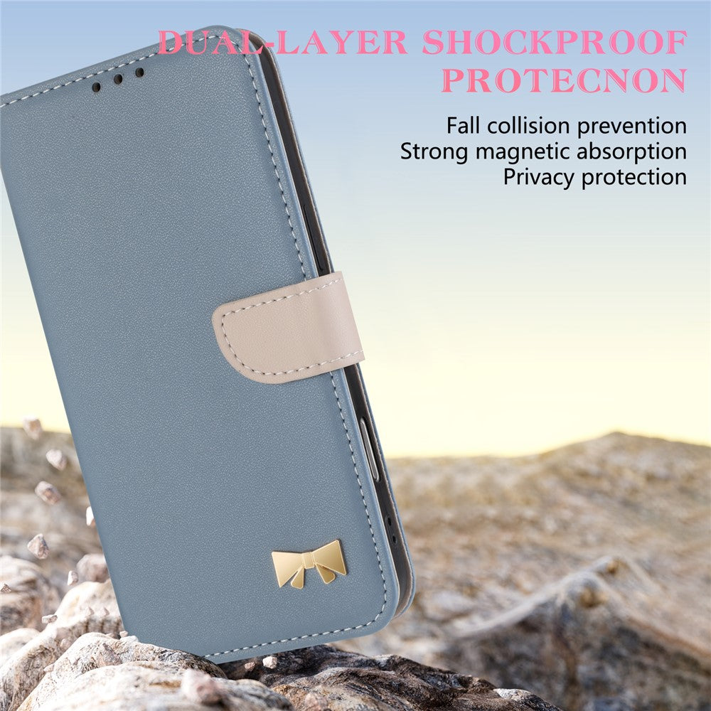 For Xiaomi Poco M8 Pro 5G / Redmi Note 15 Pro+ 5G (Global) Case Bowknot Decor Wallet Leather Phone Cover with Wrist Strap - Baby Blue