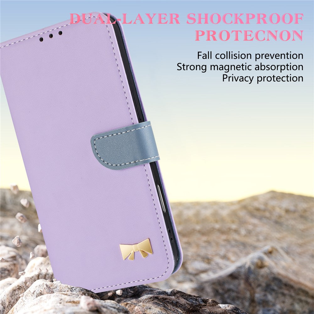 For Xiaomi Poco M8 Pro 5G / Redmi Note 15 Pro+ 5G (Global) Case Bowknot Decor Wallet Leather Phone Cover with Wrist Strap - Purple