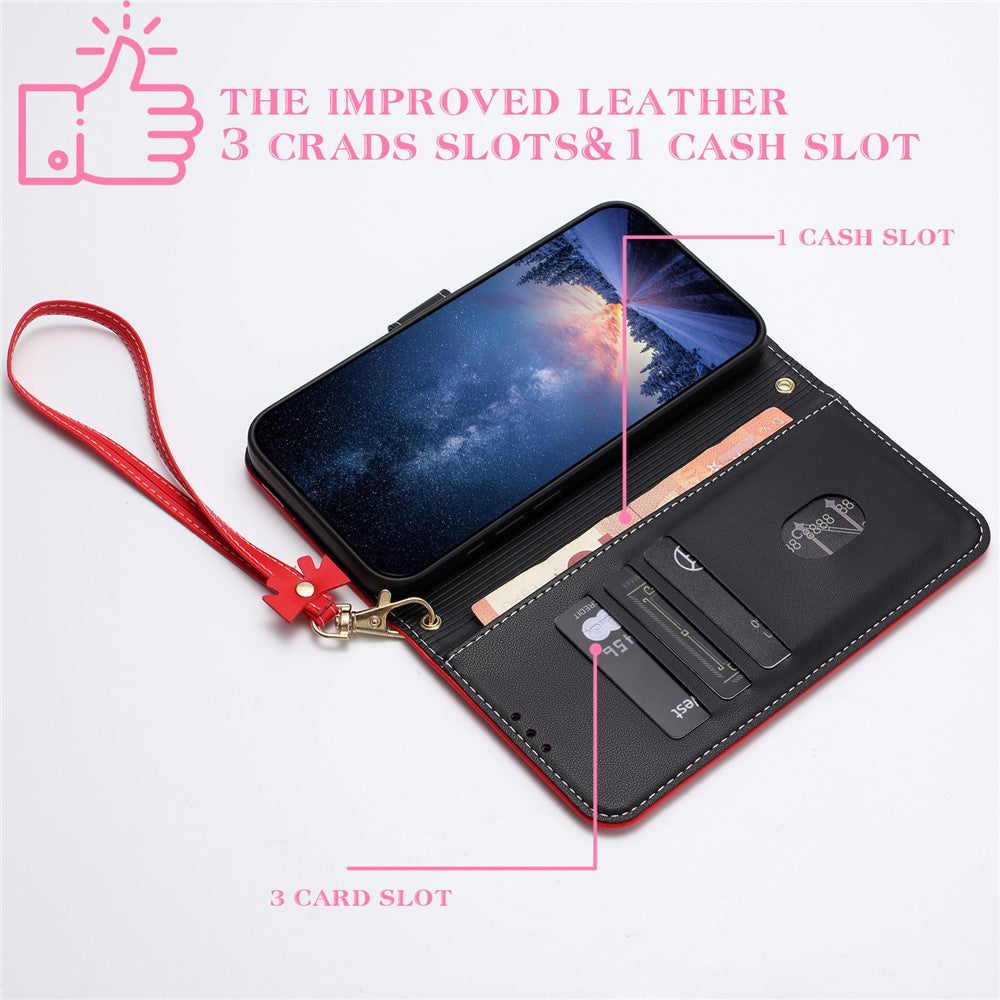 For Xiaomi Poco M8 Pro 5G / Redmi Note 15 Pro+ 5G (Global) Case Bowknot Decor Wallet Leather Phone Cover with Wrist Strap - Red