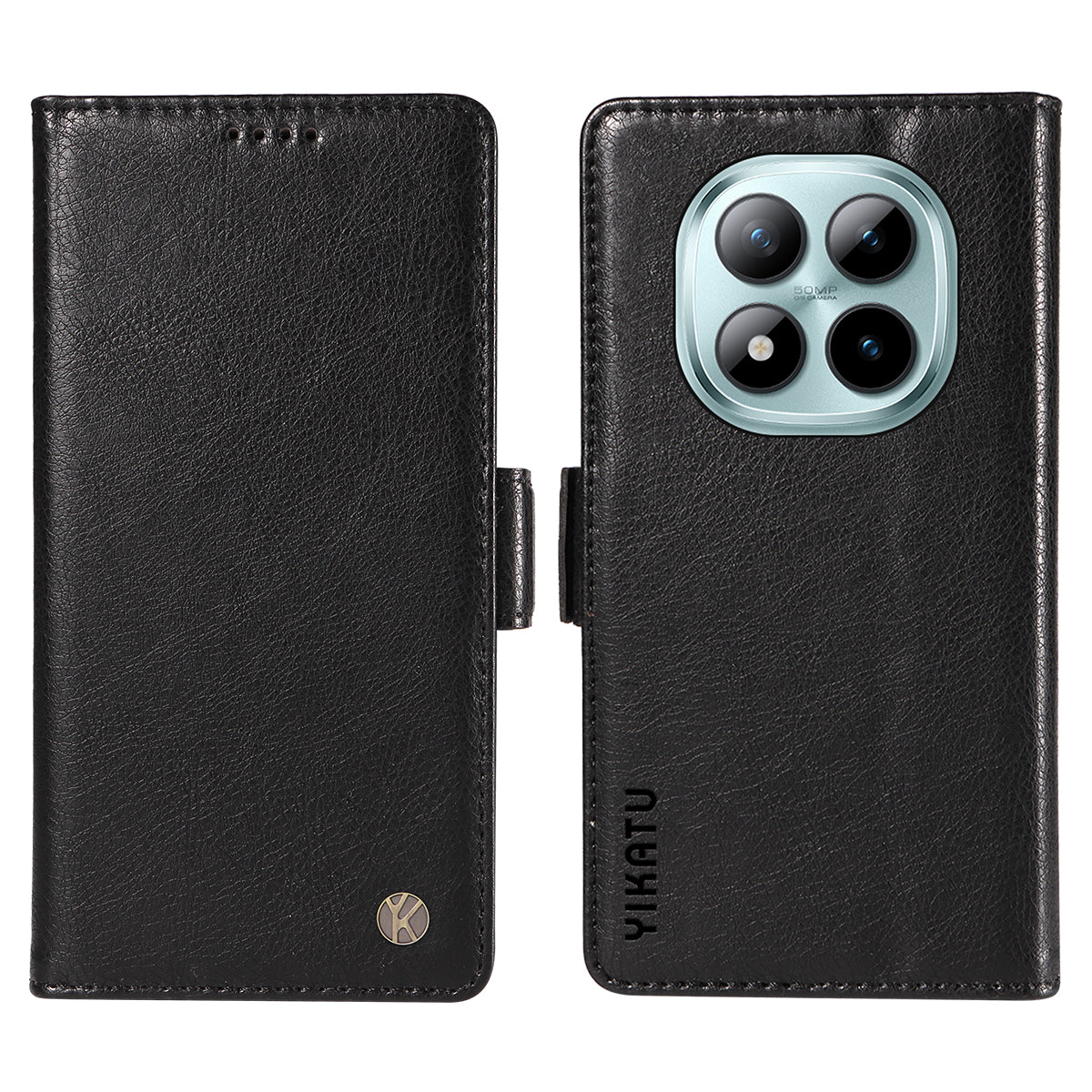 For Xiaomi Poco M8 Pro 5G / Redmi Note 15 Pro+ 5G (Global) Case YIKATU YK-007 Litchi Texture PU Leather Wallet Phone Cover - Black
