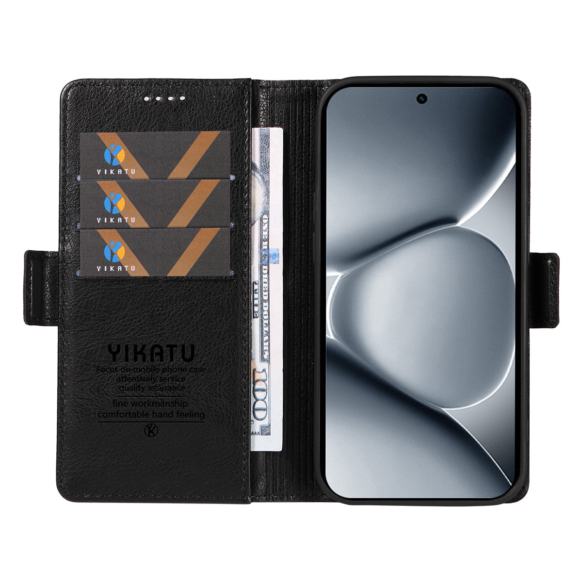 For Xiaomi Poco M8 Pro 5G / Redmi Note 15 Pro+ 5G (Global) Case YIKATU YK-007 Litchi Texture PU Leather Wallet Phone Cover - Black