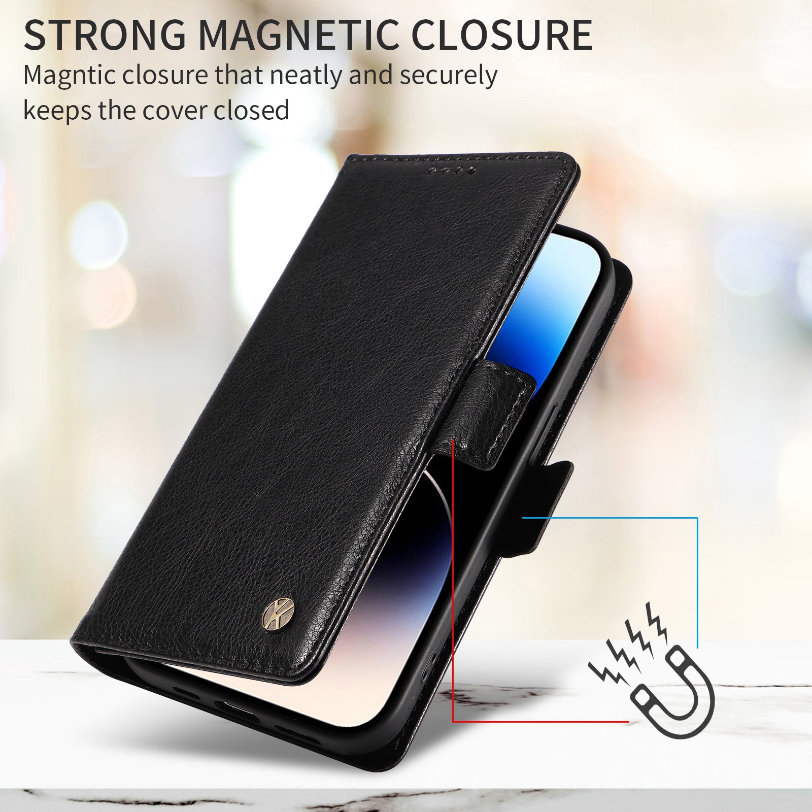 For Xiaomi Poco M8 Pro 5G / Redmi Note 15 Pro+ 5G (Global) Case YIKATU YK-007 Litchi Texture PU Leather Wallet Phone Cover - Black