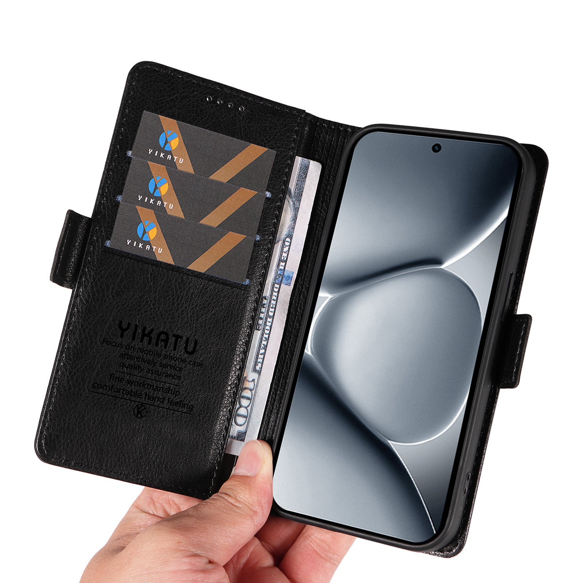 For Xiaomi Poco M8 Pro 5G / Redmi Note 15 Pro+ 5G (Global) Case YIKATU YK-007 Litchi Texture PU Leather Wallet Phone Cover - Black