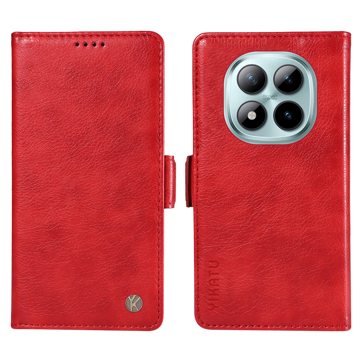 For Xiaomi Poco M8 Pro 5G / Redmi Note 15 Pro+ 5G (Global) Case YIKATU YK-007 Litchi Texture PU Leather Wallet Phone Cover - Red
