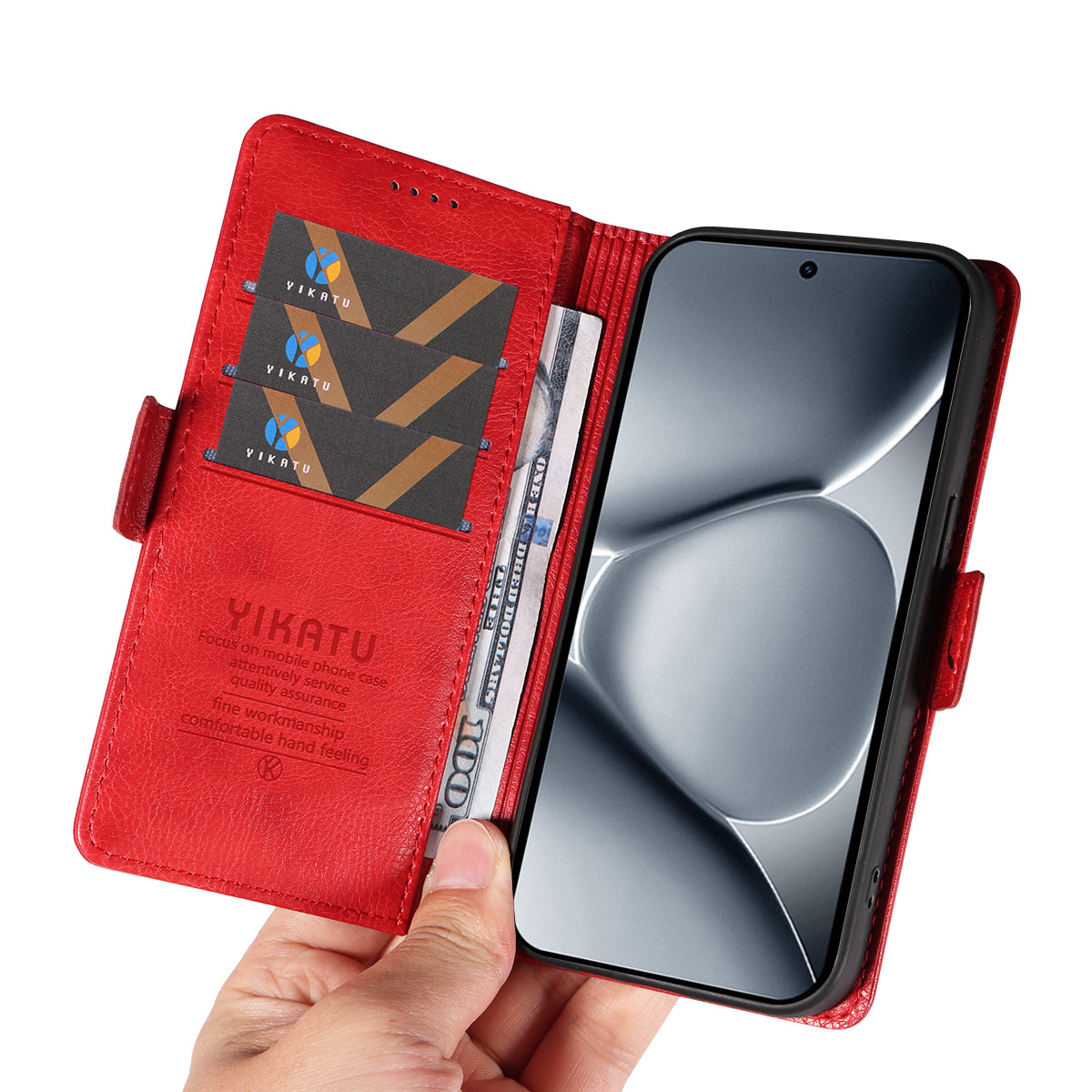 For Xiaomi Poco M8 Pro 5G / Redmi Note 15 Pro+ 5G (Global) Case YIKATU YK-007 Litchi Texture PU Leather Wallet Phone Cover - Red