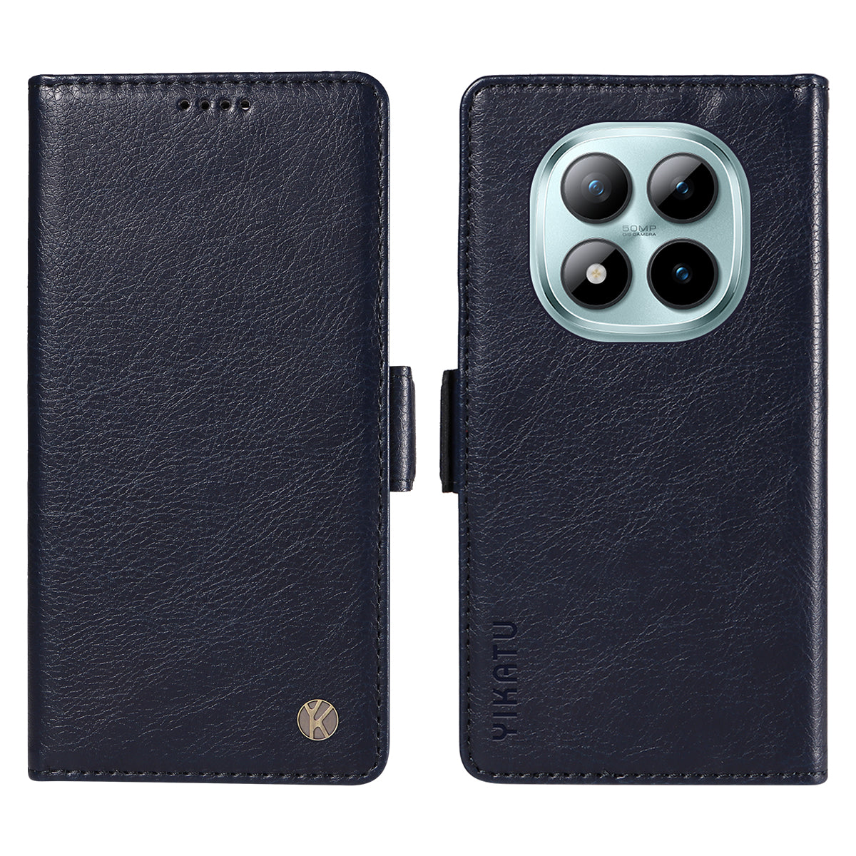For Xiaomi Poco M8 Pro 5G / Redmi Note 15 Pro+ 5G (Global) Case YIKATU YK-007 Litchi Texture PU Leather Wallet Phone Cover - Navy Blue
