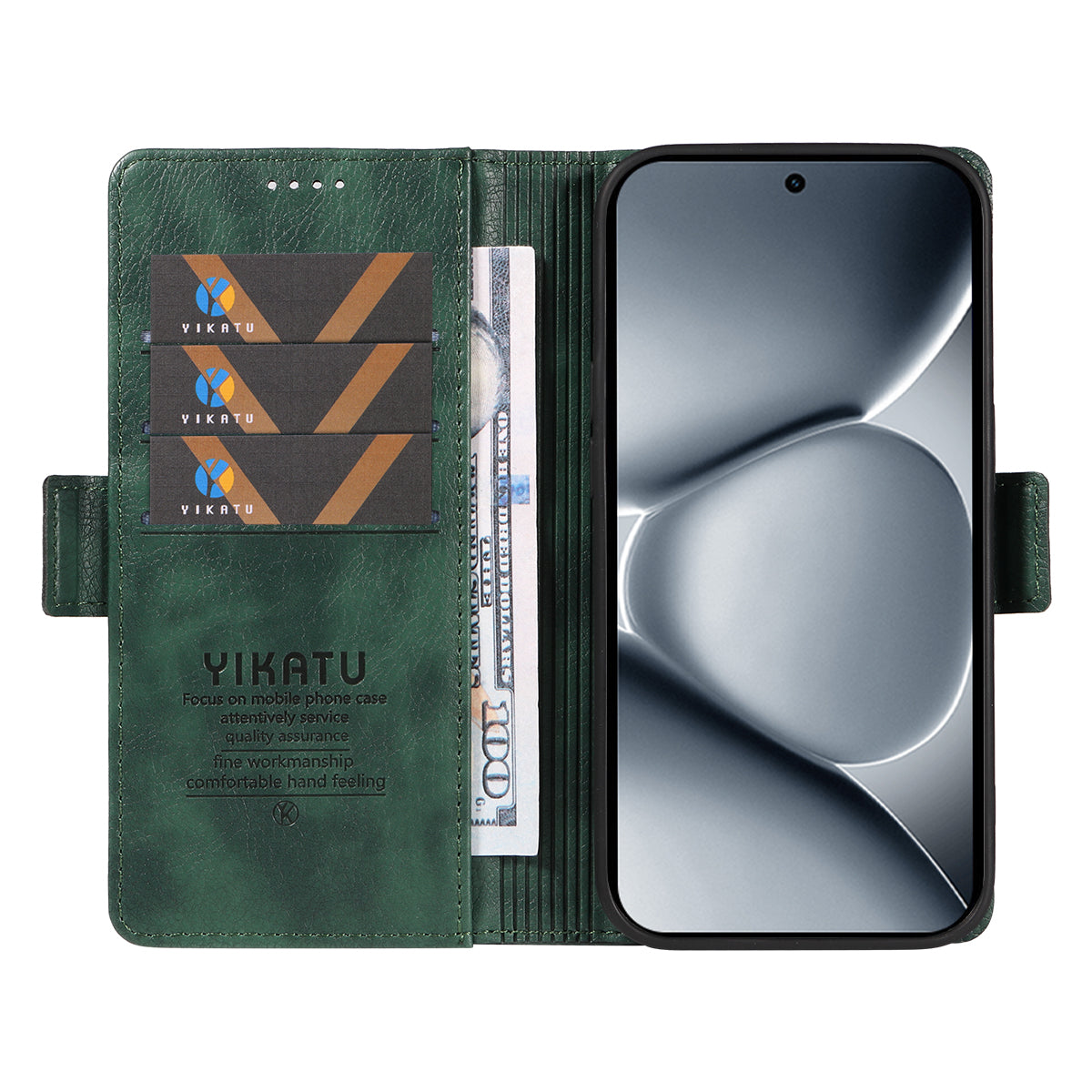 For Xiaomi Poco M8 Pro 5G / Redmi Note 15 Pro+ 5G (Global) Case YIKATU YK-007 Litchi Texture PU Leather Wallet Phone Cover - Green