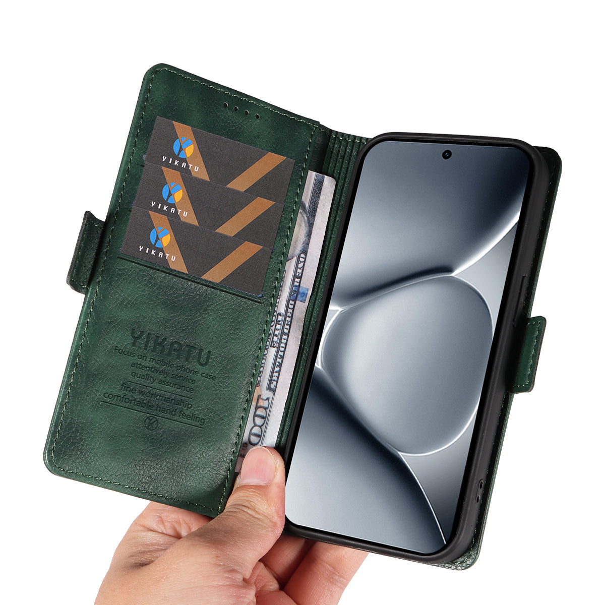 For Xiaomi Poco M8 Pro 5G / Redmi Note 15 Pro+ 5G (Global) Case YIKATU YK-007 Litchi Texture PU Leather Wallet Phone Cover - Green