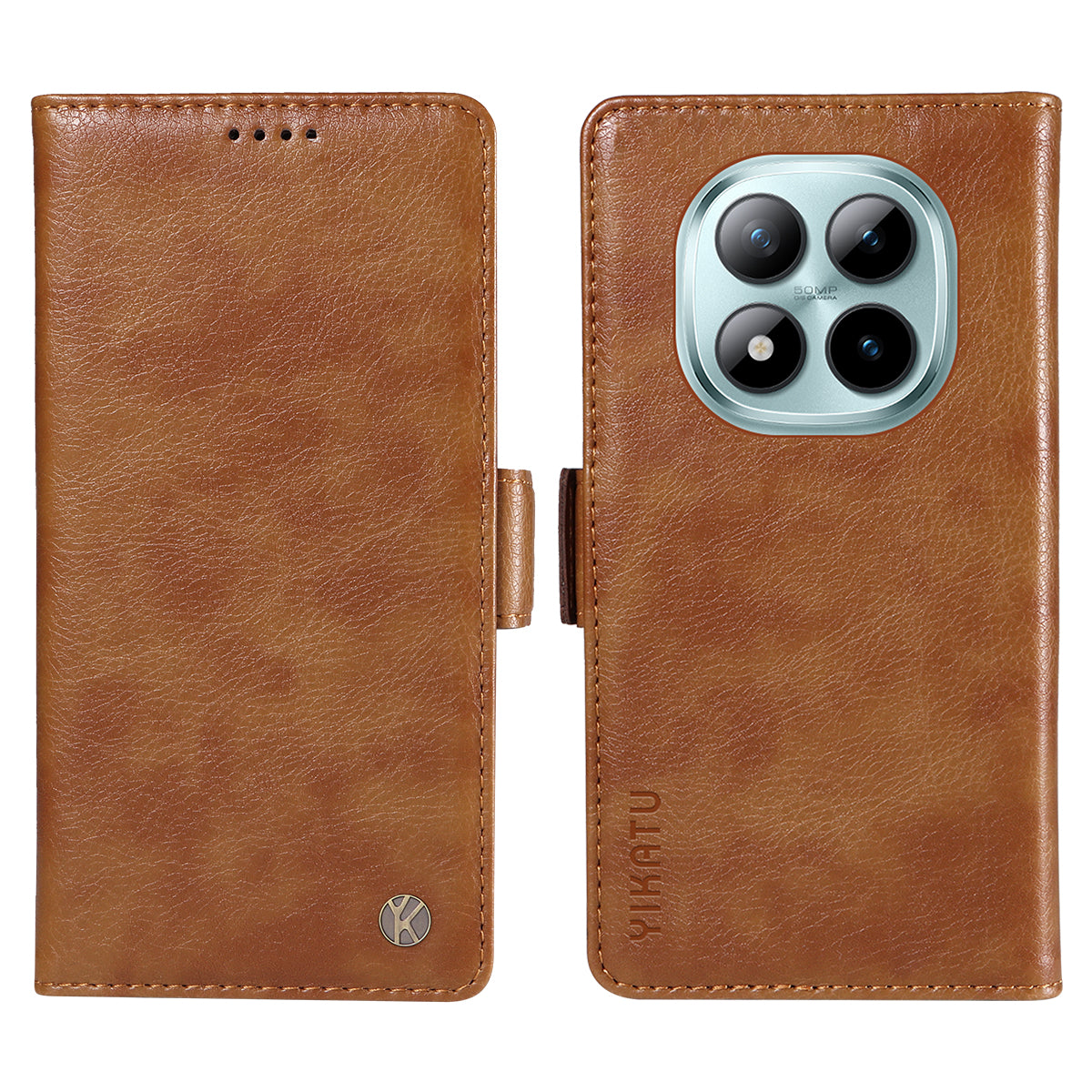For Xiaomi Poco M8 Pro 5G / Redmi Note 15 Pro+ 5G (Global) Case YIKATU YK-007 Litchi Texture PU Leather Wallet Phone Cover - Brown