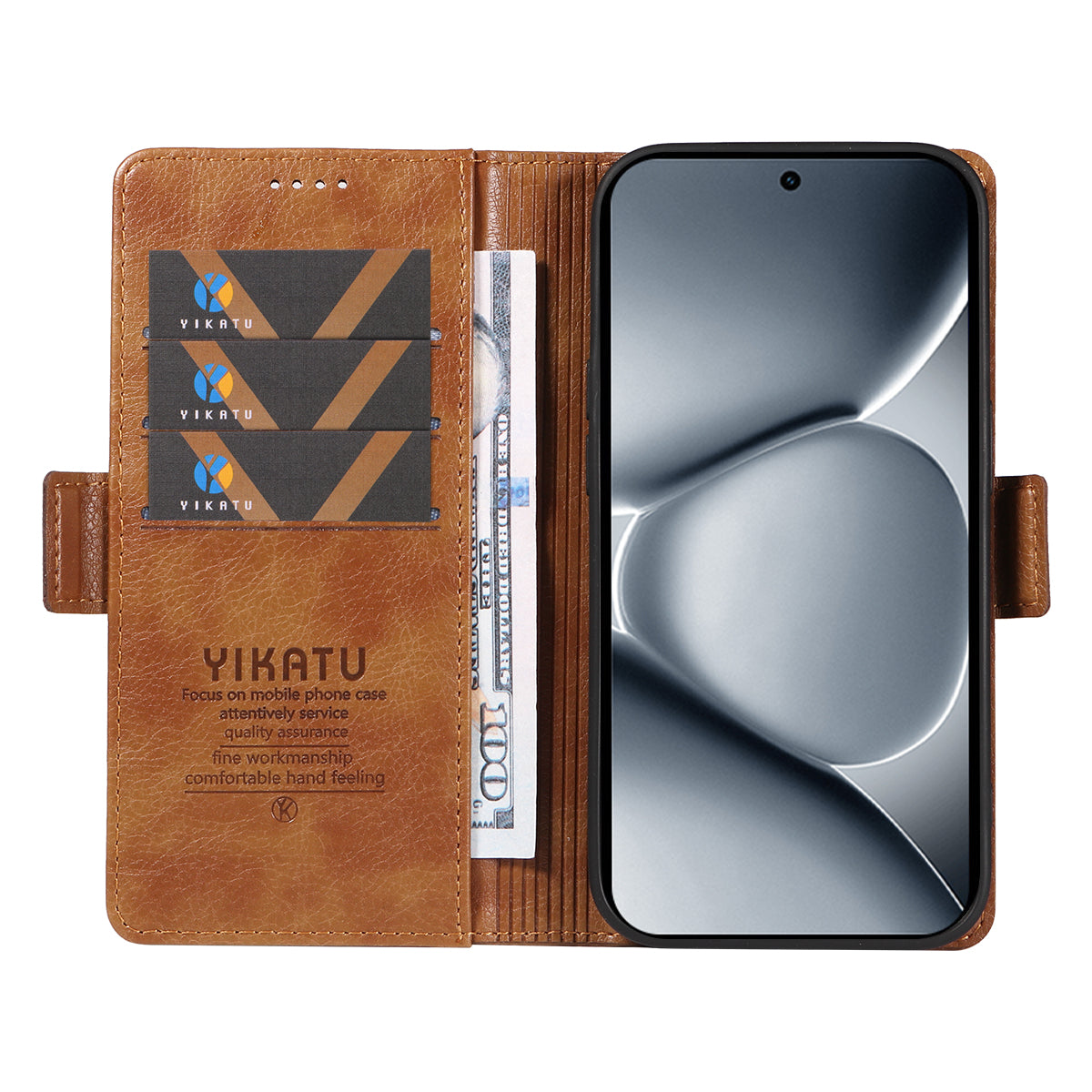For Xiaomi Poco M8 Pro 5G / Redmi Note 15 Pro+ 5G (Global) Case YIKATU YK-007 Litchi Texture PU Leather Wallet Phone Cover - Brown