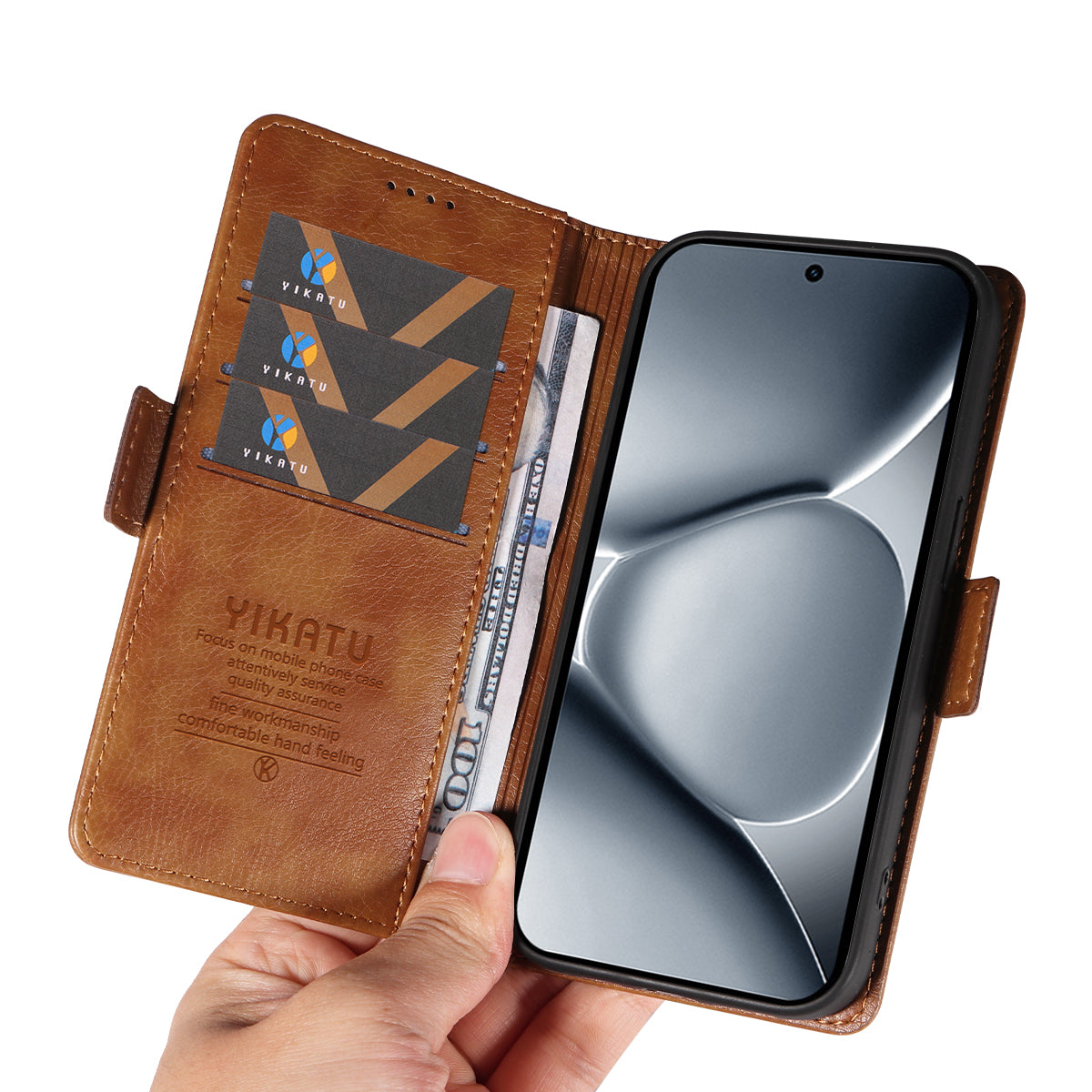 For Xiaomi Poco M8 Pro 5G / Redmi Note 15 Pro+ 5G (Global) Case YIKATU YK-007 Litchi Texture PU Leather Wallet Phone Cover - Brown