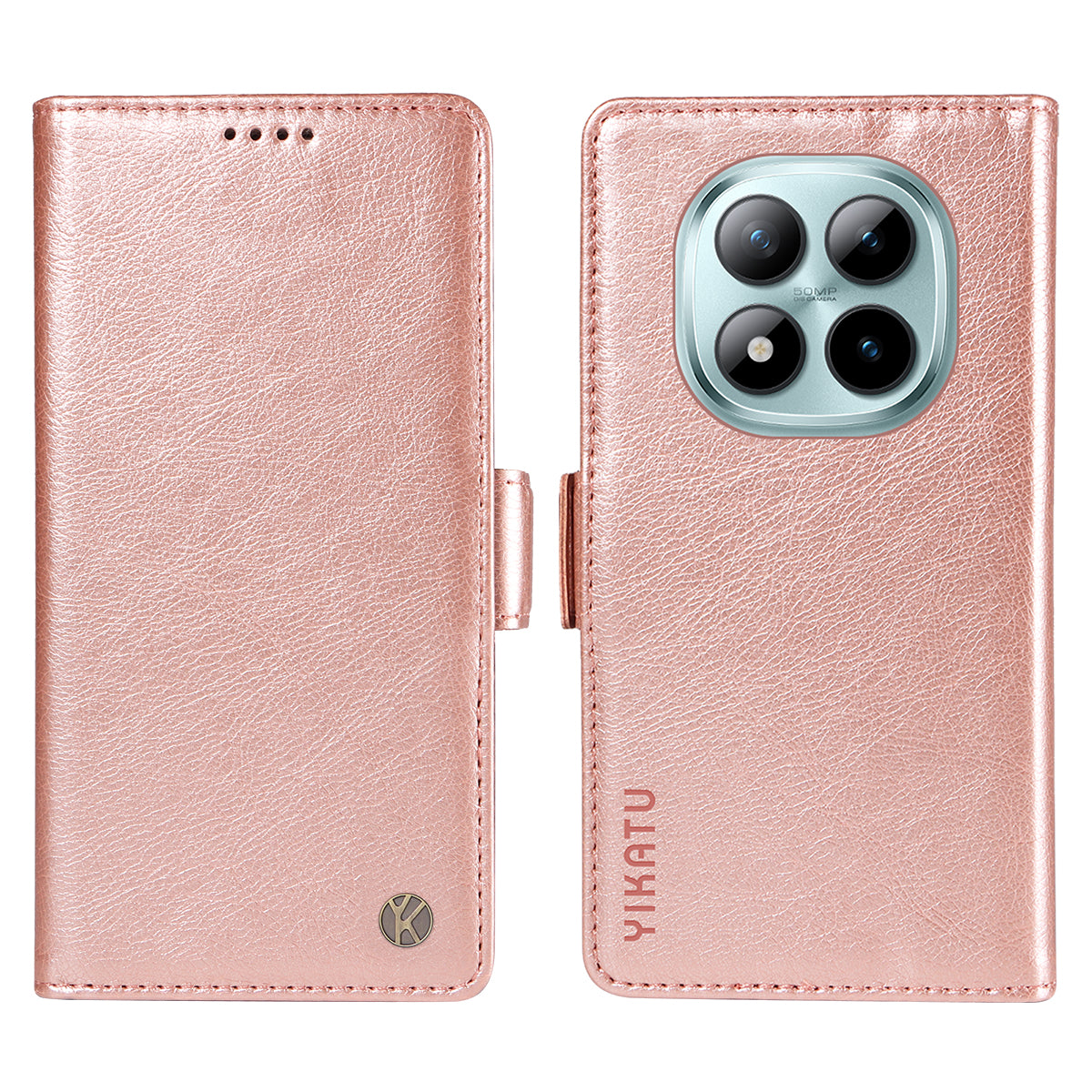 For Xiaomi Poco M8 Pro 5G / Redmi Note 15 Pro+ 5G (Global) Case YIKATU YK-007 Litchi Texture PU Leather Wallet Phone Cover - Rose Gold