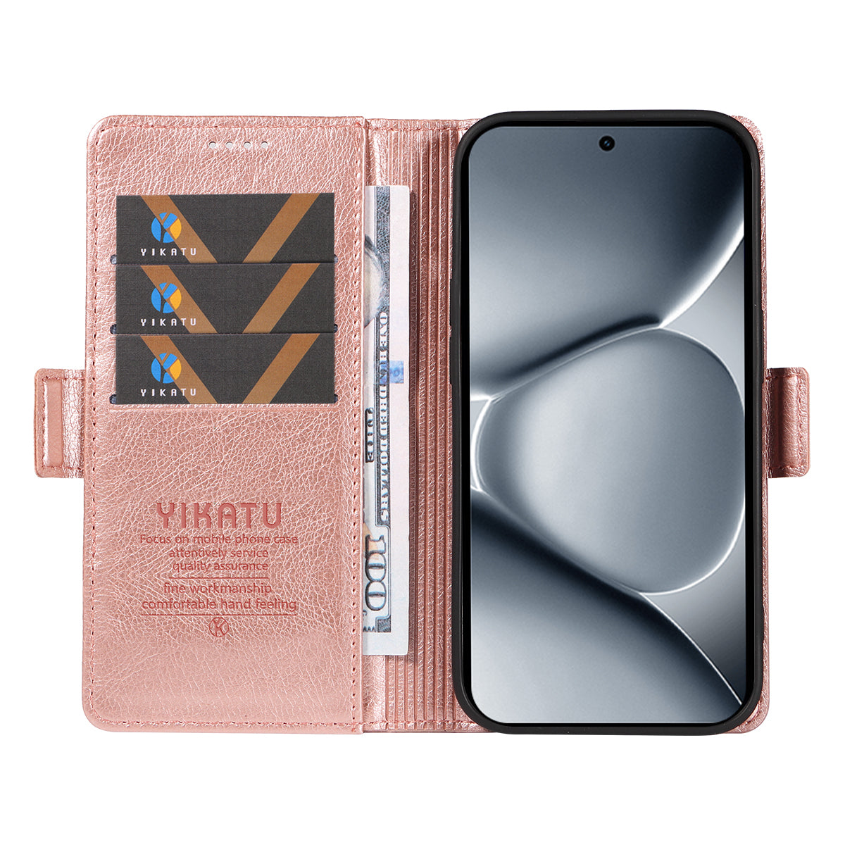 For Xiaomi Poco M8 Pro 5G / Redmi Note 15 Pro+ 5G (Global) Case YIKATU YK-007 Litchi Texture PU Leather Wallet Phone Cover - Rose Gold
