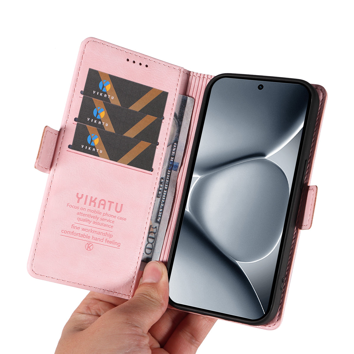 For Xiaomi Poco M8 Pro 5G / Redmi Note 15 Pro+ 5G (Global) Case YIKATU YK-007 Litchi Texture PU Leather Wallet Phone Cover - Pink