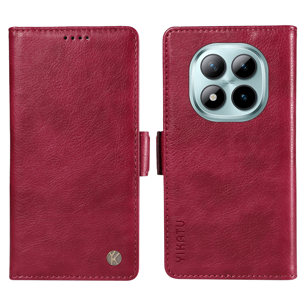For Xiaomi Poco M8 Pro 5G / Redmi Note 15 Pro+ 5G (Global) Case YIKATU YK-007 Litchi Texture PU Leather Wallet Phone Cover - Wine Red