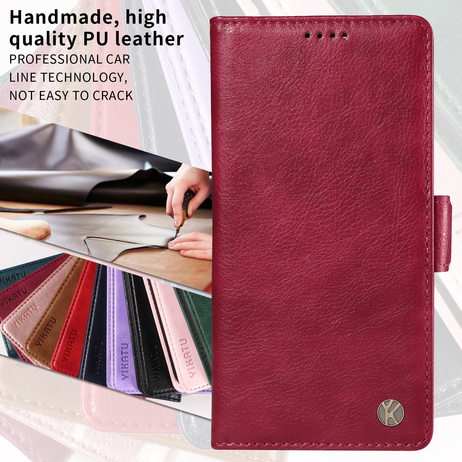 For Xiaomi Poco M8 Pro 5G / Redmi Note 15 Pro+ 5G (Global) Case YIKATU YK-007 Litchi Texture PU Leather Wallet Phone Cover - Wine Red