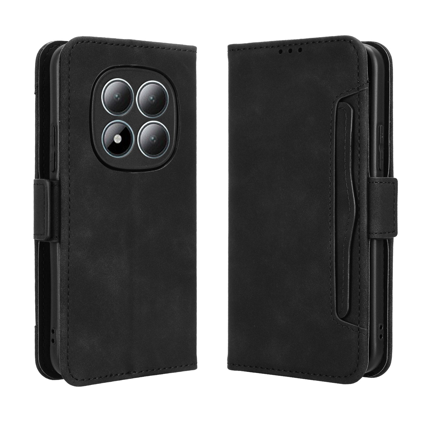 For Xiaomi Poco M8 Pro 5G / Redmi Note 15 Pro+ 5G (Global) Leather Case Phone Wallet Cover with Multiple Card Slots - Black