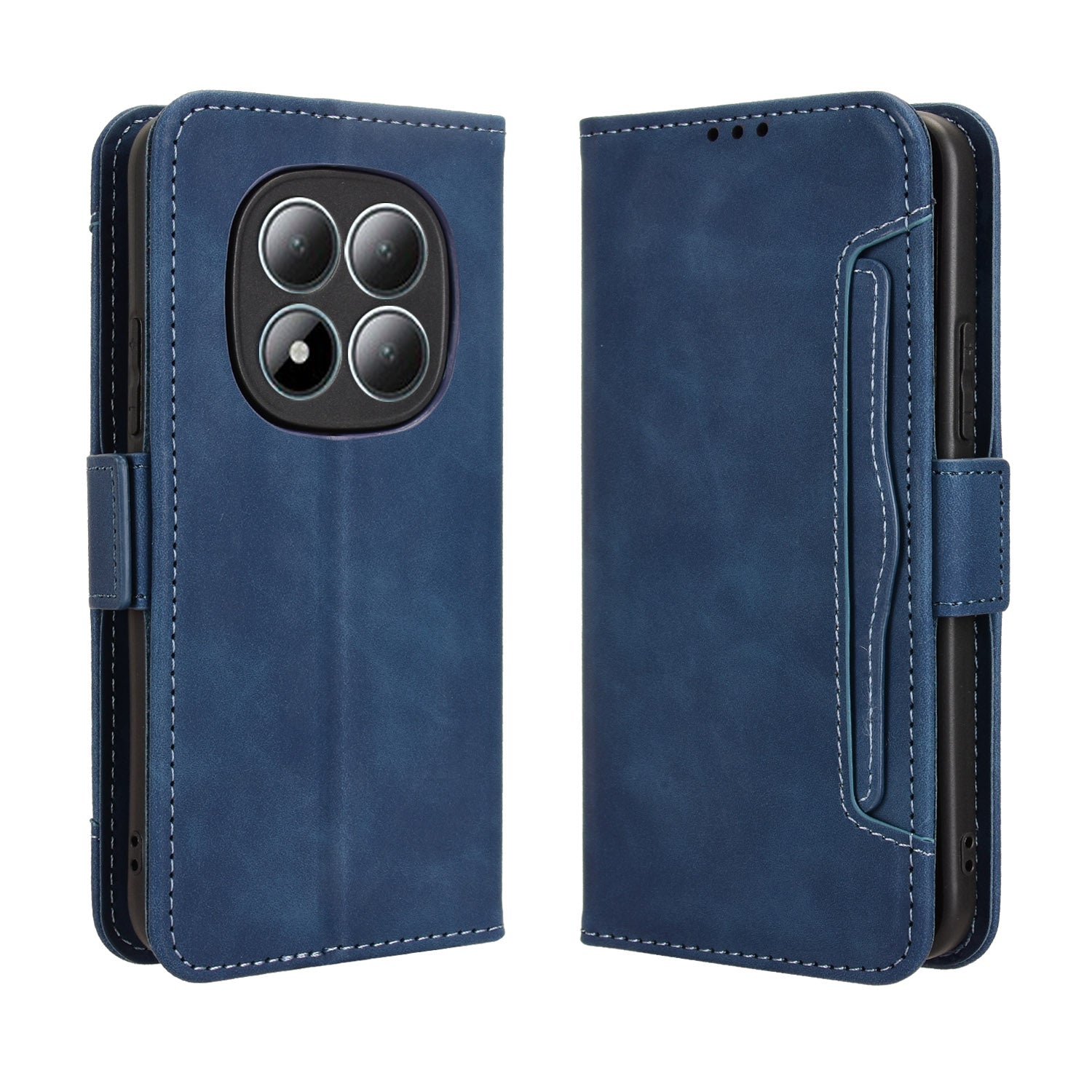For Xiaomi Poco M8 Pro 5G / Redmi Note 15 Pro+ 5G (Global) Leather Case Phone Wallet Cover with Multiple Card Slots - Blue