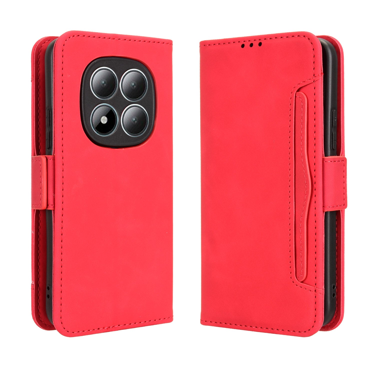 For Xiaomi Poco M8 Pro 5G / Redmi Note 15 Pro+ 5G (Global) Leather Case Phone Wallet Cover with Multiple Card Slots - Red