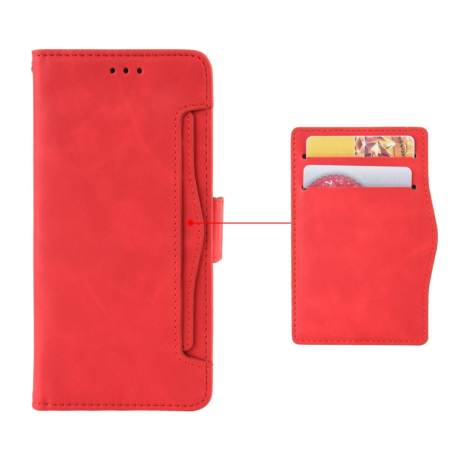 For Xiaomi Poco M8 Pro 5G / Redmi Note 15 Pro+ 5G (Global) Leather Case Phone Wallet Cover with Multiple Card Slots - Red