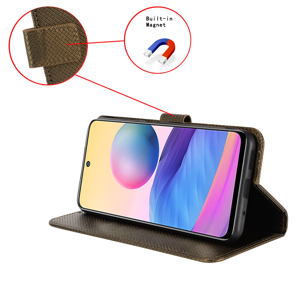 For Xiaomi Redmi Note 15 Pro 5G (Global) Leather Wallet Case with Strap Diamond Texture Phone Cover - Brown