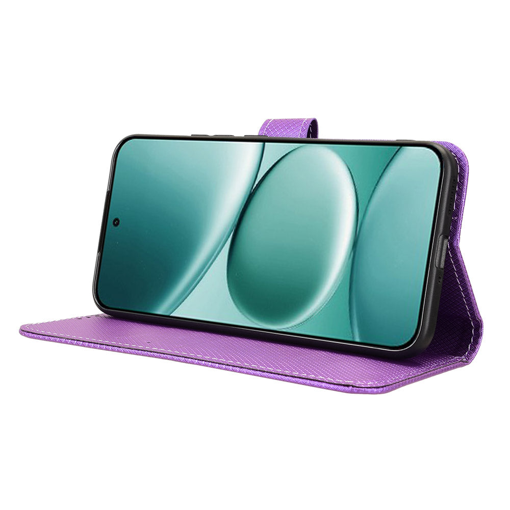 For Xiaomi Redmi Note 15 Pro 5G (Global) Leather Wallet Case with Strap Diamond Texture Phone Cover - Purple