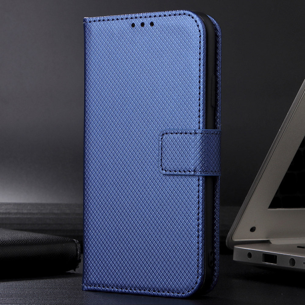For Xiaomi Poco M8 Pro 5G / Redmi Note 15 Pro+ 5G (Global) Leather Wallet Case with Strap Diamond Texture Phone Cover - Blue