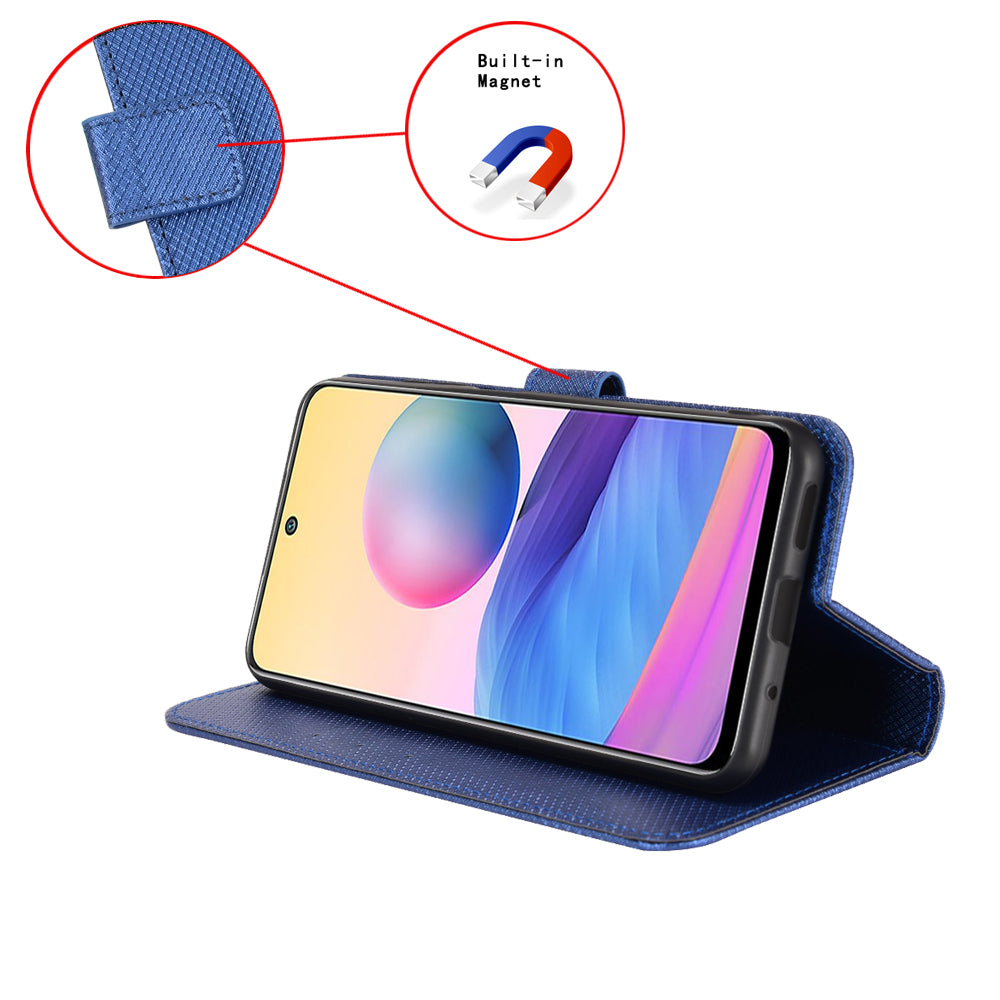 For Xiaomi Poco M8 Pro 5G / Redmi Note 15 Pro+ 5G (Global) Leather Wallet Case with Strap Diamond Texture Phone Cover - Blue