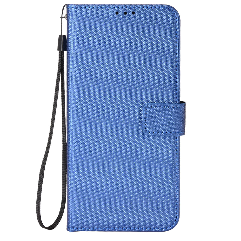 For Xiaomi Poco M8 Pro 5G / Redmi Note 15 Pro+ 5G (Global) Leather Wallet Case with Strap Diamond Texture Phone Cover - Blue