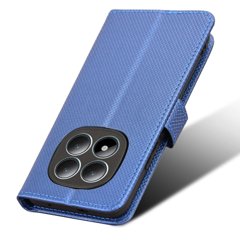 For Xiaomi Poco M8 Pro 5G / Redmi Note 15 Pro+ 5G (Global) Leather Wallet Case with Strap Diamond Texture Phone Cover - Blue