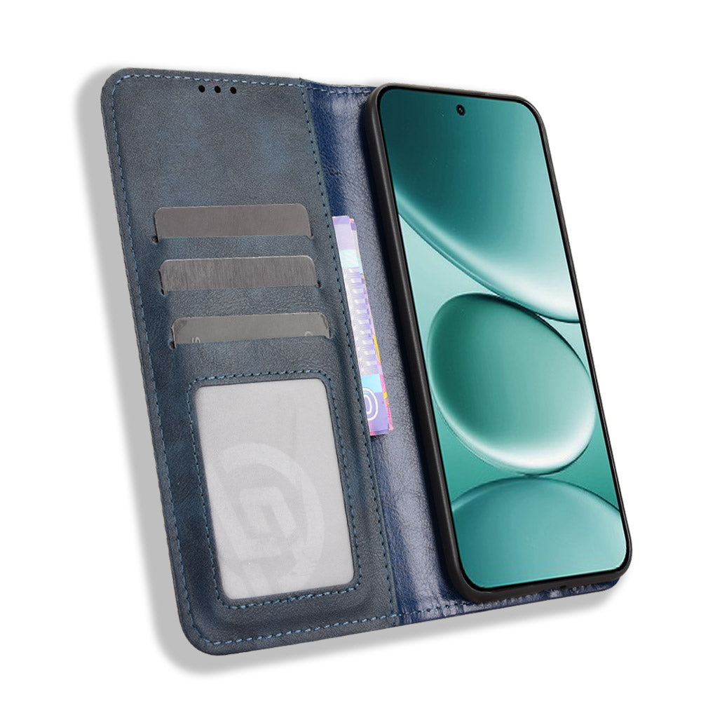 For Xiaomi Poco M8 Pro 5G / Redmi Note 15 Pro+ 5G (Global) Leather Case Wallet Stand Retro Texture Phone Cover - Blue
